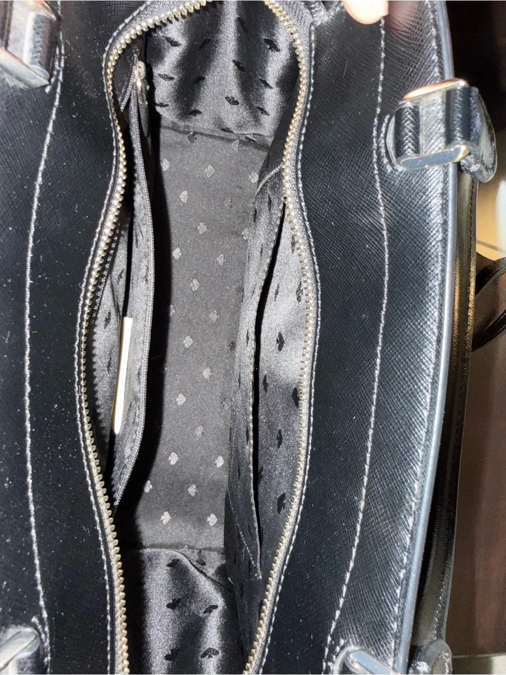 kate spade Black Leather Structured Top-Handle Tote with Zip Wallet